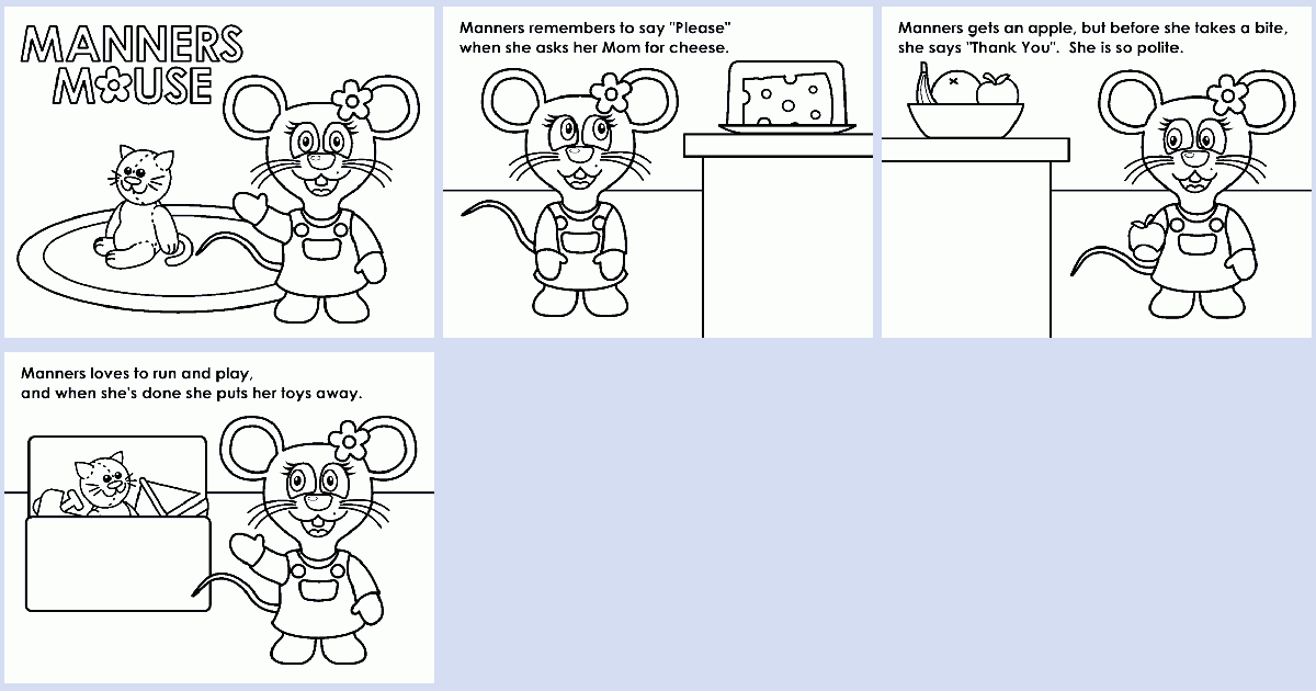 Manners Mouse coloring book - Coloring Pages 4 U