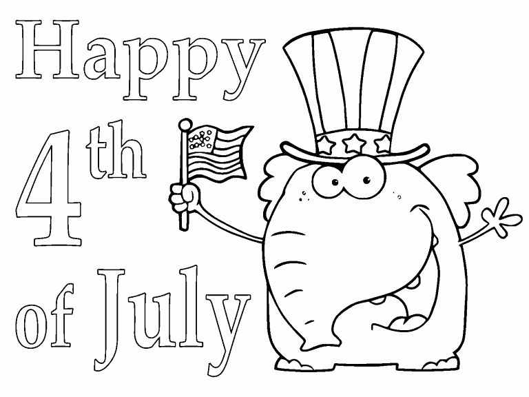 Elephant, 4th of July coloring page - Coloring Pages 4 U