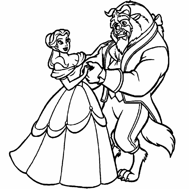 Beauty and Beast dance coloring page - Coloring Pages 4 U