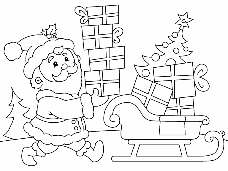 Download Santa loads the Sleigh coloring page - Coloring Pages 4 U