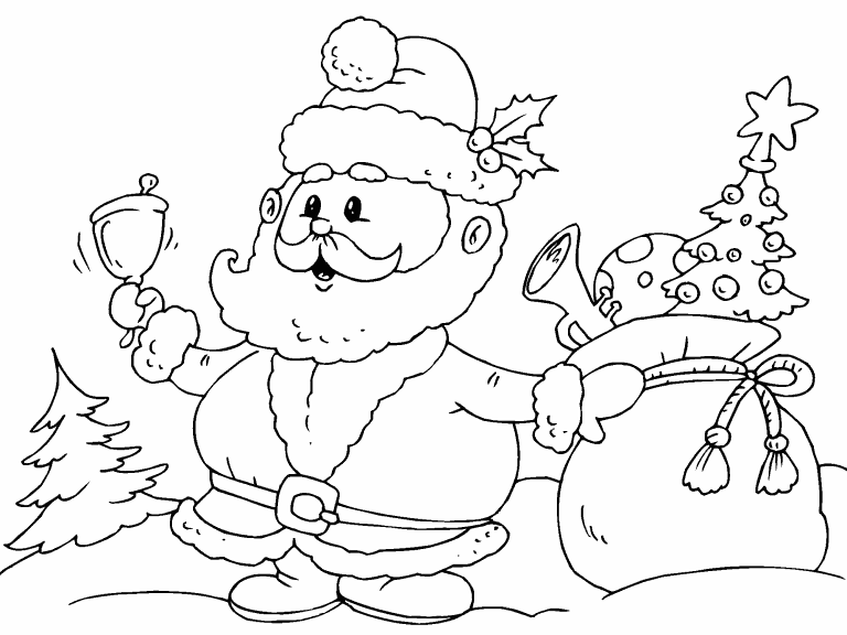 Santa with Presents coloring page - Coloring Pages 4 U