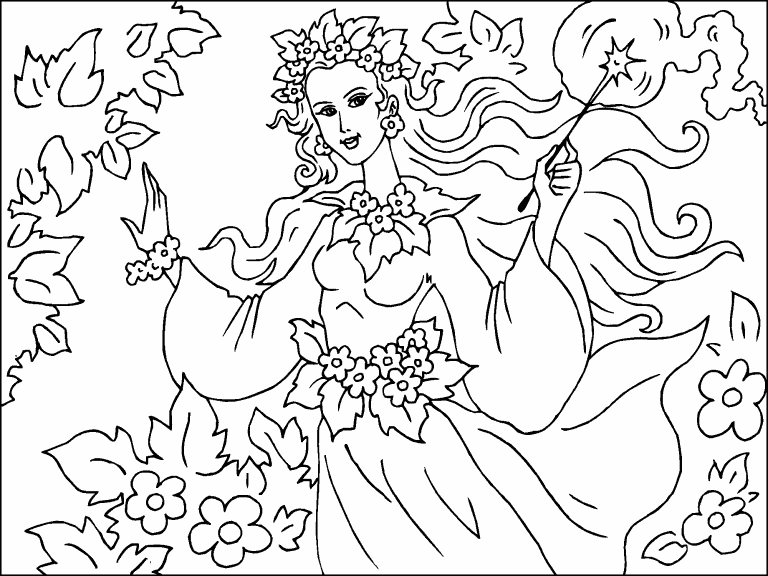 Forest fairy coloring page - Coloring Pages 4 U
