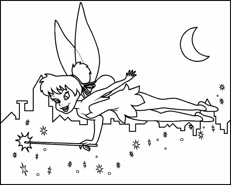 tinkerbell flying coloring pages