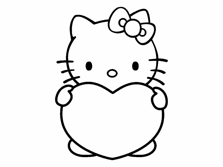 Hello Kitty With Heart Coloring Page Coloring Pages 4 U