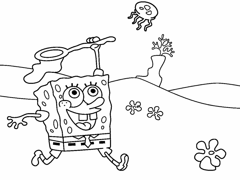 SpongeBob Jellyfishing coloring page - Coloring Pages 4 U